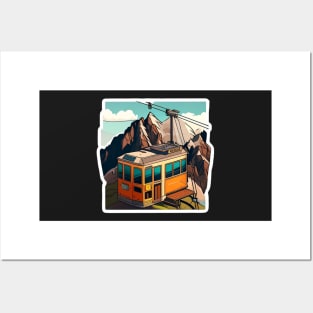 Cable Car in the Mountains Sticker Posters and Art